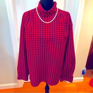 SK & Company Black & Red T-Neck Blouse Size 16